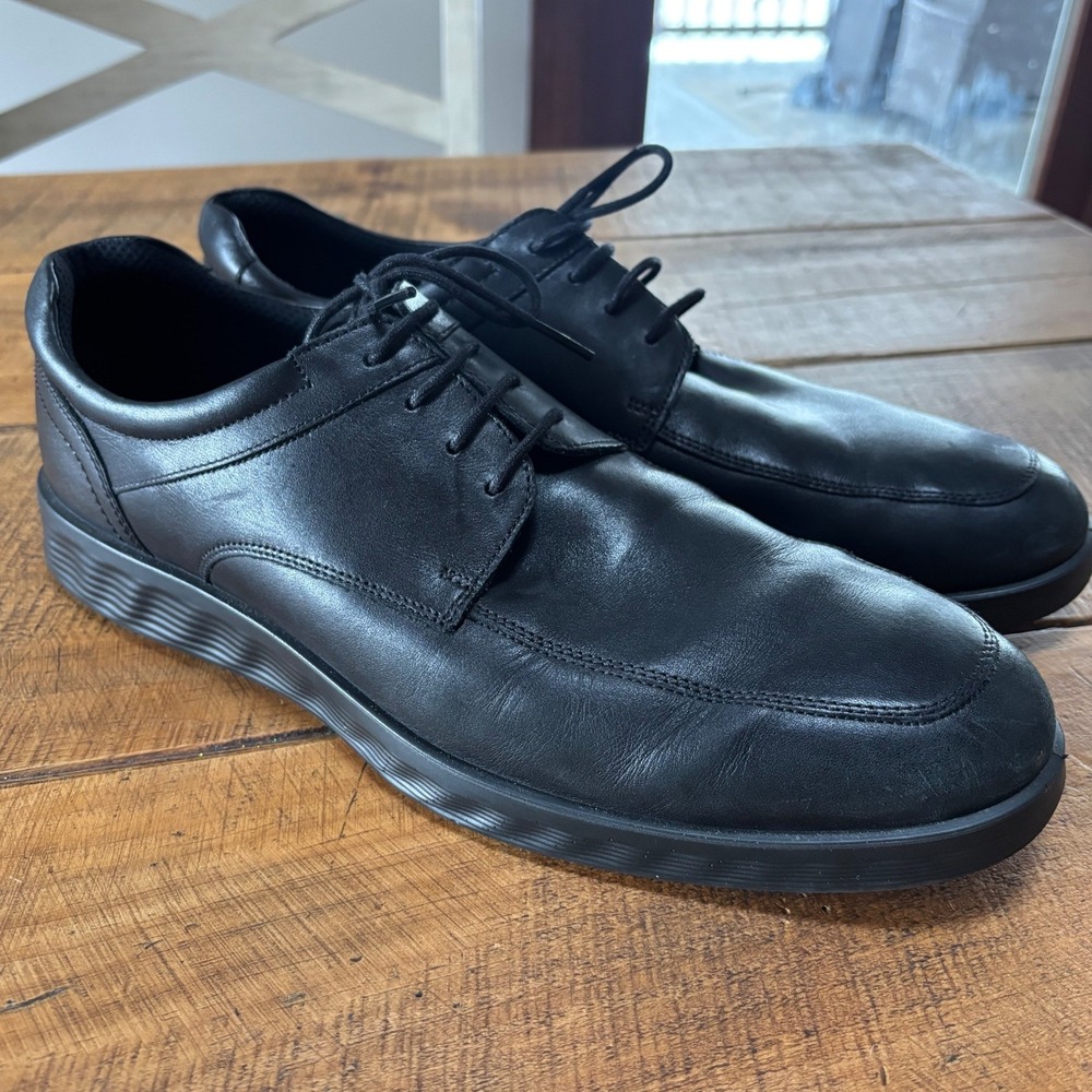 Ecco S Lite Hybrid Derby Shoes Mens Black Leather Comfort Dual Fit Insole 13 - Picture 2 of 13